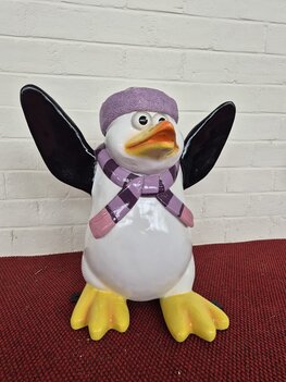 Pinguin muts sjaal paars roze
