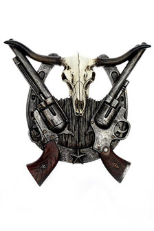 ht53 Wanddecoratie Double pistol Skull