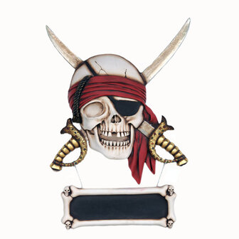 Piraat / skull met krijtbord wanddecoratie
