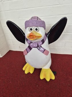 Pinguin muts sjaal paars roze