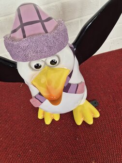 Pinguin muts sjaal paars roze