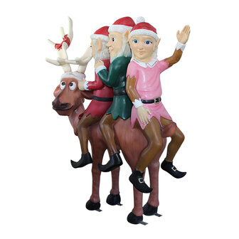 Elves ride on the Reindeer