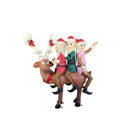 Elves ride on the Reindeer